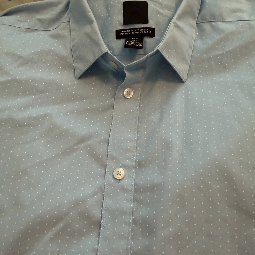 H&M Sky Blue Dotted Dress Shirt